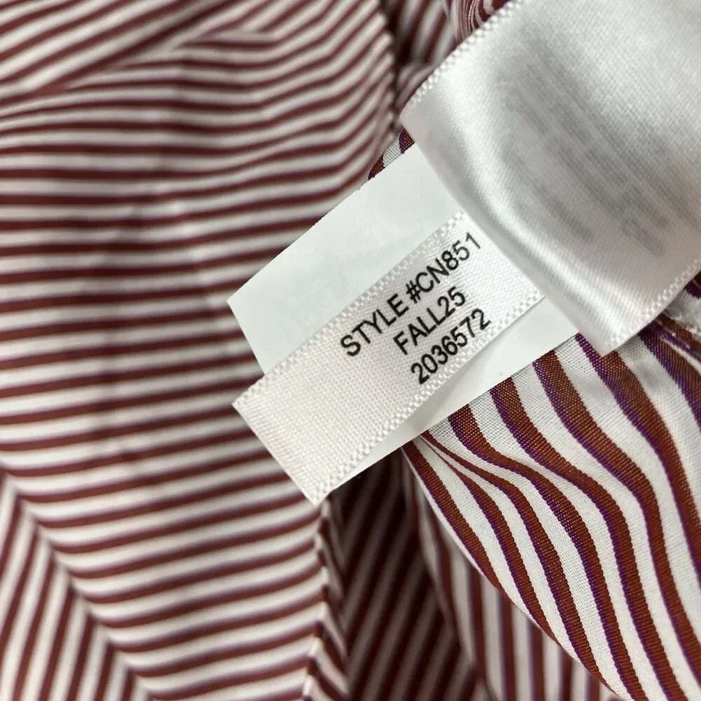 J Crew Jules Poplin Button Up Shirt Womens 18 Burgundy Striped CN851‎
